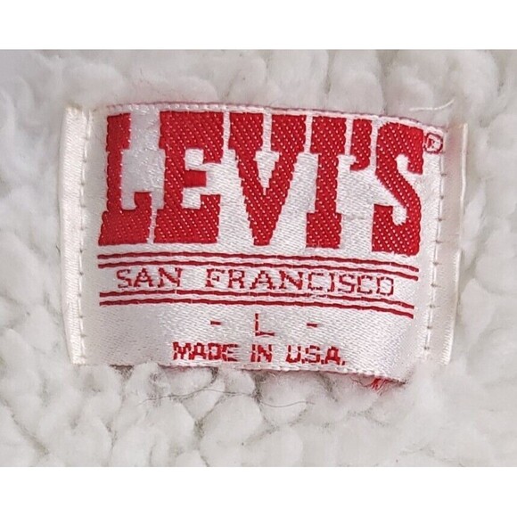 Levis Vintage Denim Jacket Mens Large Sherpa Lined Light Trucker Snaps - Picture 3 of 15